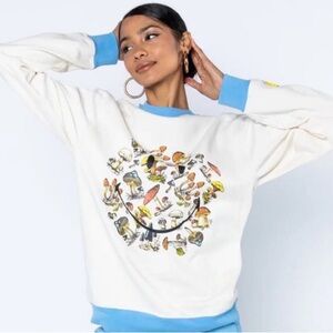 By Samii Ryan Customized Cropped Sweatshirt with Mushroom Smiley Print